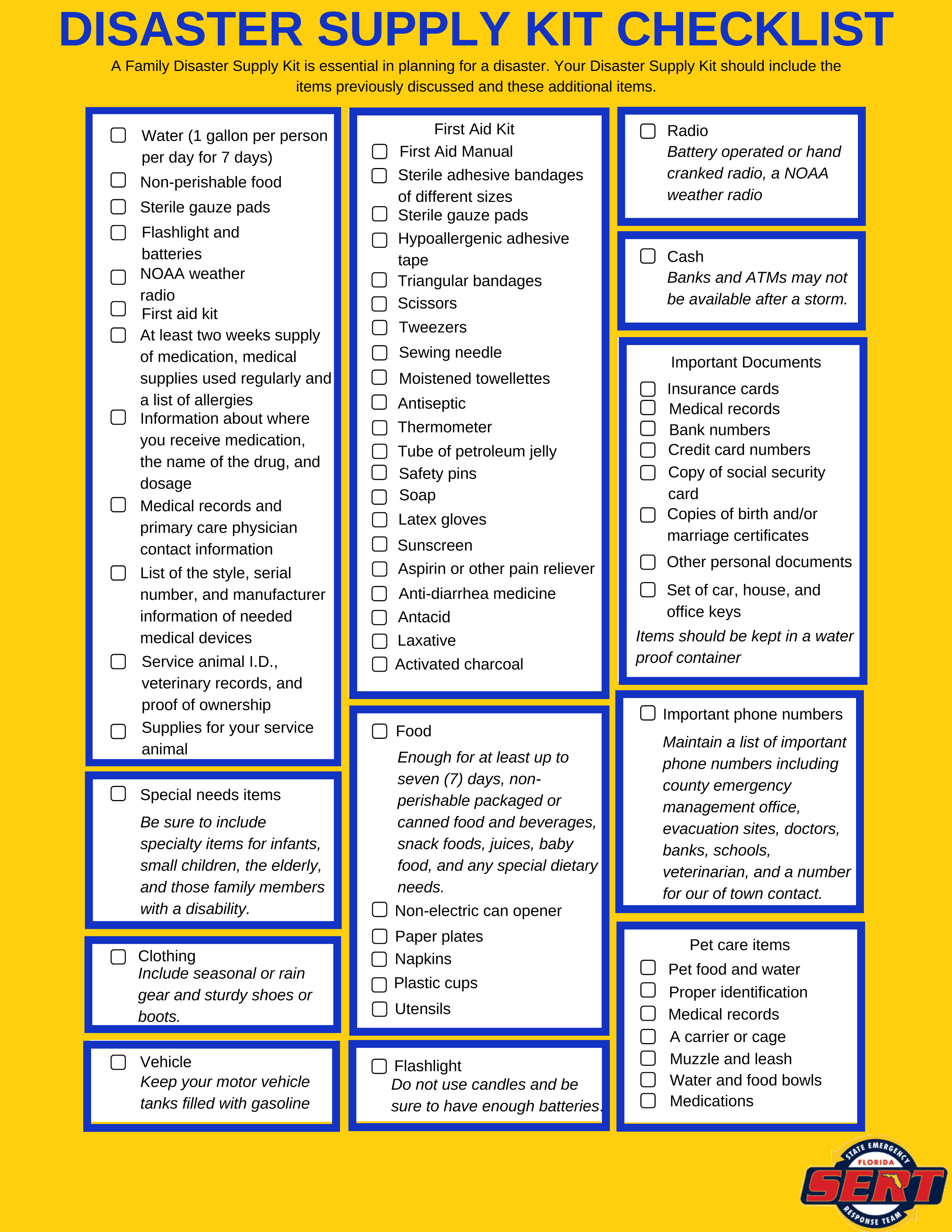 Printable Hurricane Preparedness Checklist