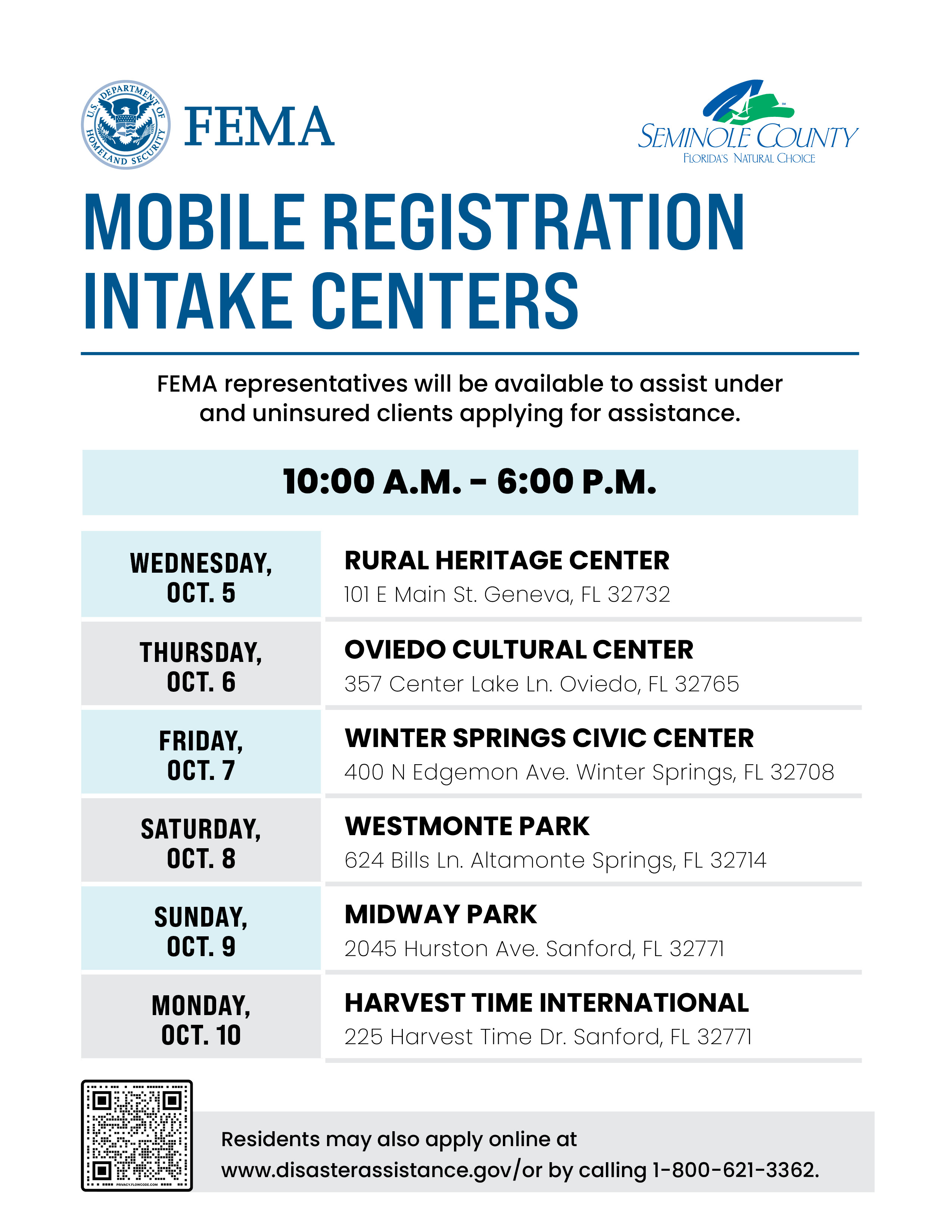 FEMA mobile registration intake centers