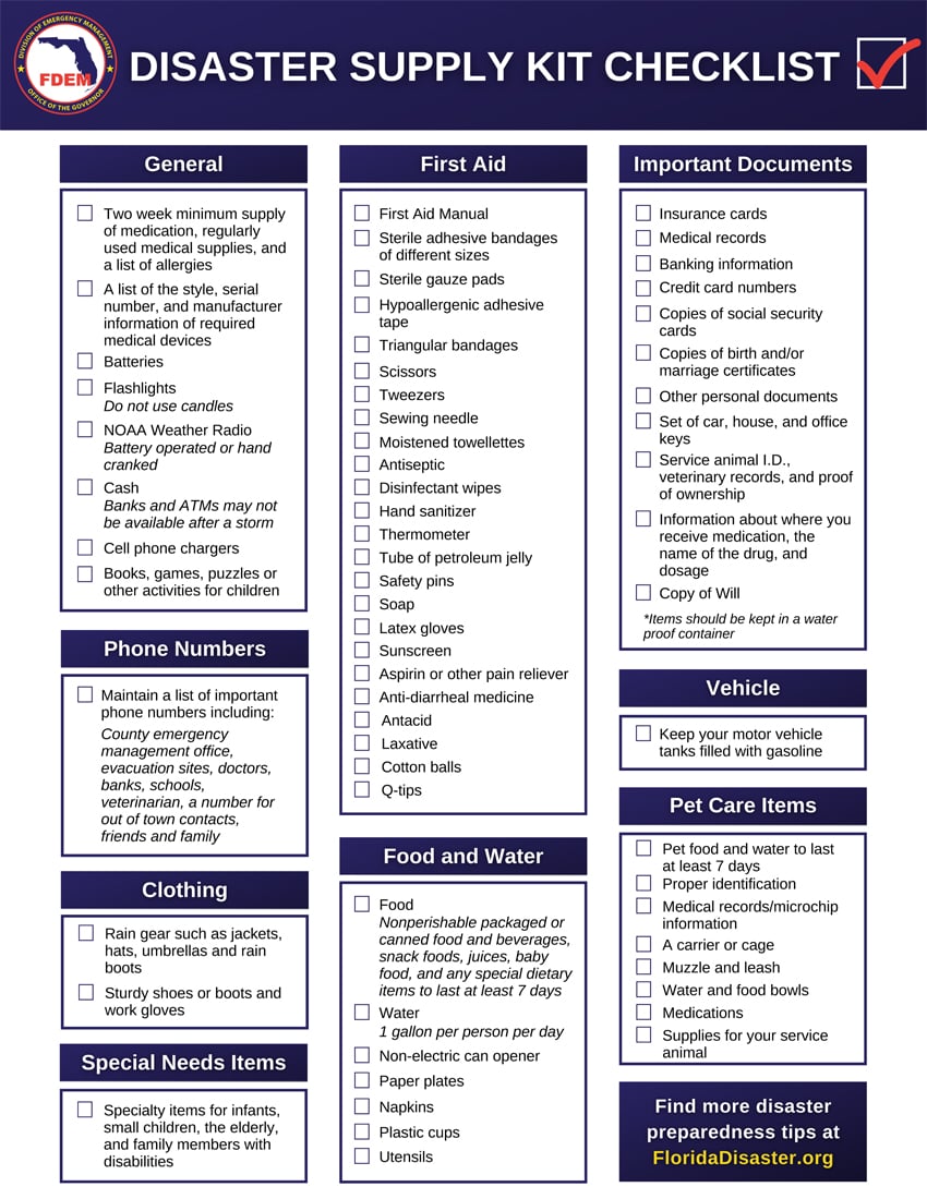 Disaster Supply Kit Checklist